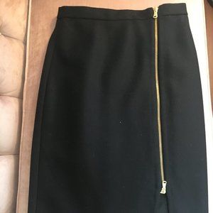 J. Crew Black Wool Pencil Skirt with Front Zip Sz. 2
